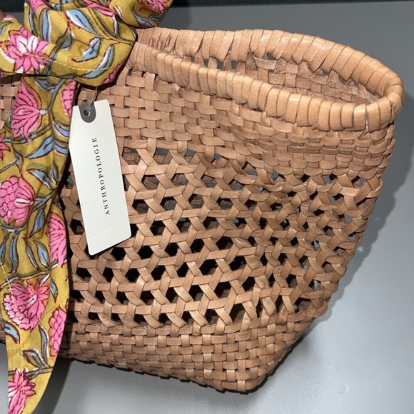 NWT Anthropologie Shira Woven Leather Tote Bag - Picture 6 of 15